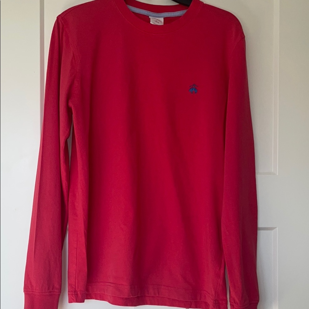 Brooks Brothers Tee Shirt, Vibrant Red Long Sleeve Shirt Size Small